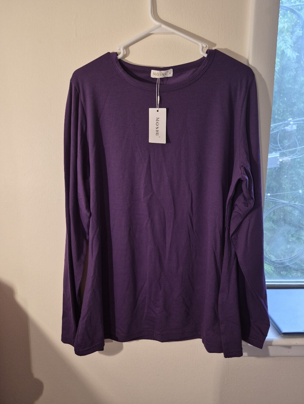Moshu  Long Sleeve Crewneck Sweater - Purple